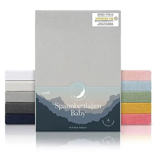 Produktbild: Laleni Jersey Spannbettlaken 100x115 cm Laufstall - OEKO-TEX zertifiziertes Spannbettlaken 6-eckig - Laufstall Bezug aus Baumwolle - Spannbettlaken Laufgitter 100x115 - für Unterlage Laufstall in Grau