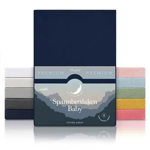 Produktbild: Laleni Premium Spannbettlaken 40x90 cm Babybett 2er Set | Oeko-TEX zertifiziertes Kinderwagen Spannbettlaken | Stubenwagen Bezug 100% Baumwolle | Spannbettlaken Kinderwagen | Baby Bettwäsche in Blau
