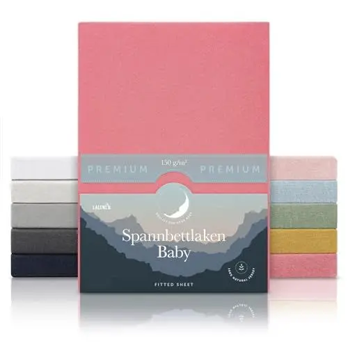 Produktbild: Laleni Premium Spannbettlaken 42x81 cm Baby Original | Oeko-TEX zertifiziertes Spannbettlaken Beistellbett | Stubenwagen Bezug 100% Baumwolle | Baby Spannbettlaken | Baby Bettwäsche in Koralle