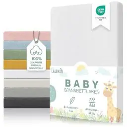 Produktbild: Laleni Premium Spannbettlaken 70x140x15 cm Babybett 2er Set | Oeko-TEX zertifiziertes Bettlaken 70x140 Kinderbett | Kinderbettwäsche 70x140 100% Baumwolle | Spannbettlaken 70x140 cm Baby in Weiß