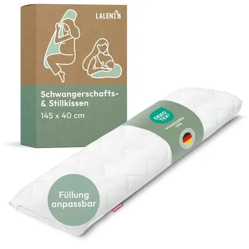 Produktbild: Laleni Schwangerschaftskissen 40x145 cm | Oeko-TEX zertifiziertes Stillkissen Seitenschläferkissen | entlastendes Pregnancy Pillow | Seitenschläferkissen Schwangerschaft