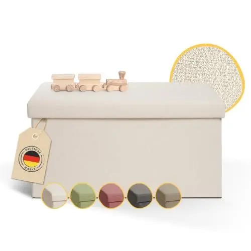 Produktbild: Laleni Sitzbank mit Stauraum groß - Truhenbank mit Stauraum 76x38 cm - Sitztruhe mit Stauraum - Bequemer Hocker mit Stauraum - Aufbewahrungsboxen - Sitzbank klein - Bequeme Sitzbox in Beige