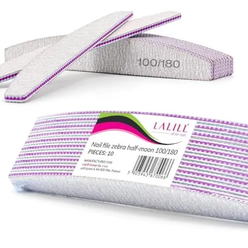 Produktbild: LALILL Nagelfeile 100/180 Grit 10 Stk - Nagelfeilen für Gelnägel - Nail File Nagelmodellage für Hybrid, Acryl und Naturnägel - Zebra Feile Maniküre, Buffer, Professionell und für Haustiere