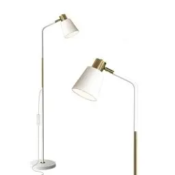 Produktbild: LALISU Stehlampe Industrielle Wohnzimmer Rustikale Bauernhaus Leselampe mit Metll Lampenshirm, Klassische Modern Standleuchte mit E27 LED Warmweiß Birne für Wohnzimmer, Schlafzimmer, Büro (Weiß)