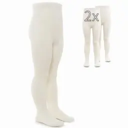 Produktbild: LaLoona 2er Pack Baby und Kinder Strumpfhose - Set 2x elastische Babystrumpfhosen mit breitem Bund und hohem Baumwolle Anteil - Natur - 50-56