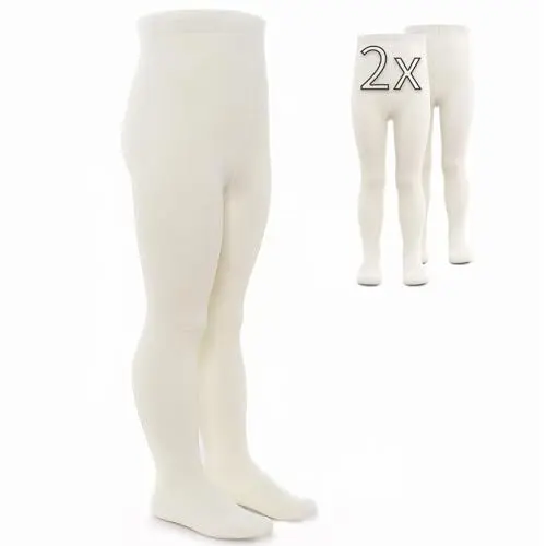 Produktbild: LaLoona 2er Pack Baby und Kinder Strumpfhose - Set 2x elastische Babystrumpfhosen mit breitem Bund und hohem Baumwolle Anteil - Natur - 50-56