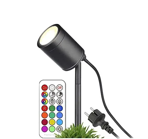 Produktbild: lambado® Kompakte LED Gartenleuchte mit Erdspieß und RGB Farbwechsel - Schwarze Gartenstrahler wasserfest IP67 für außen - schwenkbar inkl. 1,5m Kabel mit Stecker