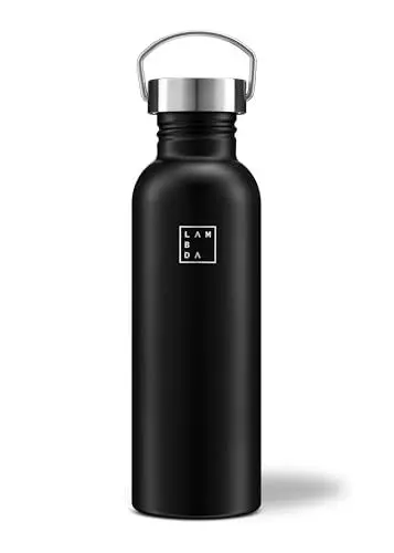 Produktbild: LAMBDA COFFEE OASIS Edelstahl Trinkflasche ultra leicht 750ml – Wasserflasche für Outdoor & Sport – Flasche kohlensäuregeeignet, spülmaschinengeeignet, auslaufsicher & rostfrei