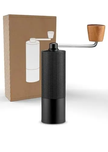 Produktbild: LAMBDA COFFEE® TERRA SIGMA Espressomühle mit 108 einstellbaren Mahlgraden mit 0,055mm Einstellpräzision dank Edelstahl Mahlwerk und leichtem Aluminium-Gehäuse I Hand Kaffeemühle manuell