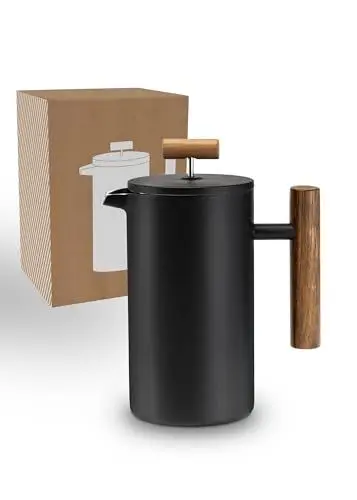 Produktbild: LAMBDA COFFEE® CALDERA Thermo French Press klein Edelstahl | 0,35 Liter - 1-2 Tassen I Kaffeebereiter aus Edelstahl I Kaffeezubereiter doppelwandig I Kaffeepresse