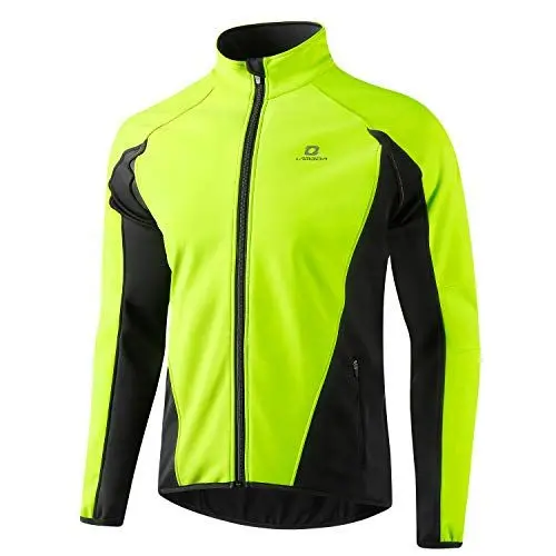 Produktbild: LAMEDA Fahrradjacke Herren Winter Thermo Softshelljacke Radjacke Wasserdicht Winddicht Atmungsaktiv Reflektierend Laufjacke Herbst Damen für Radfahren Sport Laufen Wandern Grün XL