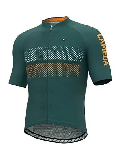 Produktbild: LAMEDA Radtrikot Fahrradtrikot Herren Kurzarm Funktionsshirt T Shirt Atmungsaktiv Schnell Trocknen Fahrradbekleidung Damen Kurz für Radsport Fitness Blau&Grün L