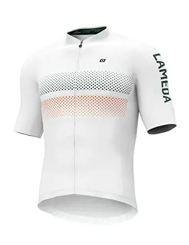 Produktbild: LAMEDA Radtrikot Fahrradtrikot Herren Kurzarm Funktionsshirt T Shirt Atmungsaktiv Schnell Trocknen Fahrradbekleidung Damen Kurz für Radsport Fitness Weiß M