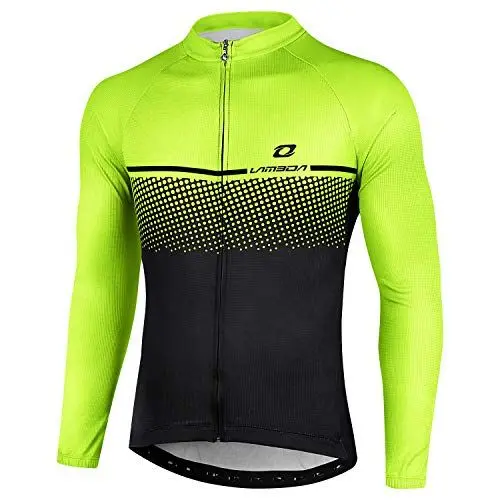 Produktbild: LAMEDA Radtrikot Herren Damen Langarm Herbst Winter Fahrradtrikot MTB Jersey Atmungsaktive Schnell Trocknen Funktionsshirt Fahrradbekleitung für Radsport Rennrad Sport Schwarz&Grün 3XL