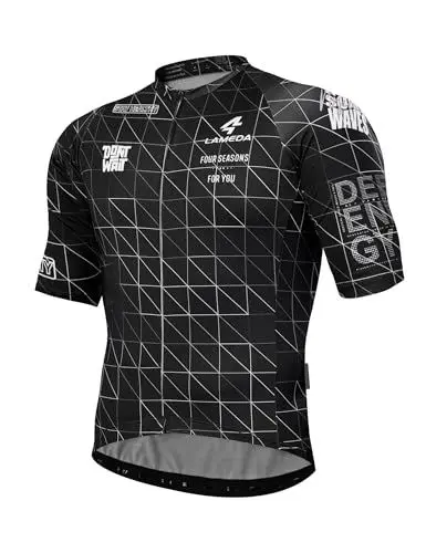 Produktbild: LAMEDA Radtrikot Herren Kurzarm MTB Rennrad Trikot Sommer Atmungsaktiv Elastisch Schnell trocknend T-Shirts Fahrradtrikot für Radsport Laufen Outdoor Sport Schwarz XXL