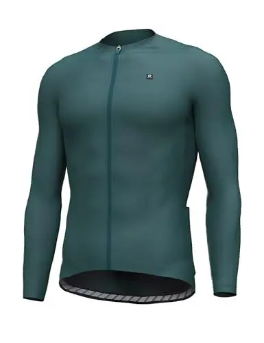 Produktbild: LAMEDA Radtrikot Herren Langarm MTB Rennrad Trikot Fahrradtrikot Lang Atmungsaktive Schnell Trocknend Elastisch Reflektierend Anti-Rutsch für Radsport Rennrad Laufen Sport Grün L