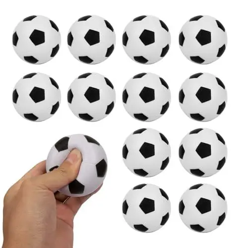 Produktbild: LAMEK 12 Stück Stressball Fußball Klein Antistressball Fussball Knautschball Sportbälle knetball Stress Relief knetball für Kinder Erwachsene Spiele EM 2024 Euro Olympische