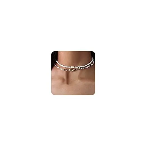 Produktbild: Lameybrt Muschelkette choker kette damen surferkette ethno muschel kette boho schmuck Choker Halskette Weiße Muschelkette (Shell 1)