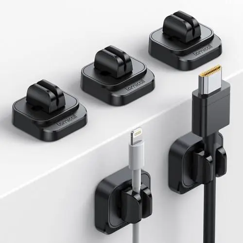 Produktbild: Lamicall 5 Stück Kabelclips Kabelhalter, Kabel Organizer - Verstellbare Kabel Management Halter für Schreibtisch, Netzkabel, Mikro Kabel, USB C Ladekabel, HDMI Kabel, Audiokabel, Ladekabeln usw.