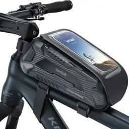 Produktbild: Lamicall Fahrradtasche Rahmen, Rahmentasche Fahrrad - (Einhändig Öffnen & Schließen) 1,8L Wasserdicht Handytasche Fahrrad, Handy Oberrohrtasche mit TPU Sensitivem Touchscreen für Smartphone 4,7-7 Zoll