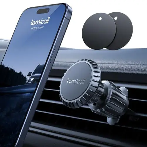 Produktbild: Lamicall Handyhalterung Auto Magnet, Handyhalter fürs Auto - 2025 Universal Lüftung KFZ Handy Autohalterung Zubehör mit 6 Starke Magnet, Kompatibel für iPhone Samsung Huawei Smartphone