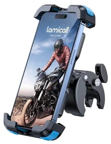 Produktbild: Lamicall Handyhalterung Motorrad, Handyhalter Fahrrad - 2025 Universal 360° Lenker Halter für iPhone 16 15 14 Pro Max Plus, SE, 13 12 Pro Max Mini, 11 Pro Max, Xs, XR, X, 8, 7, Samsung S23, Smartphone