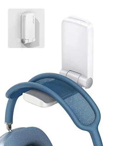 Produktbild: Lamicall Headset Halterung, Kopfhörer Ständer - Magnetische Faltbar Kopfhörerhalter, Universal Selbstklebend Kopfhörer Haken für Over Ear Kopfhörer, Gaming Headset und Kopfhörerdisplay - Weiß