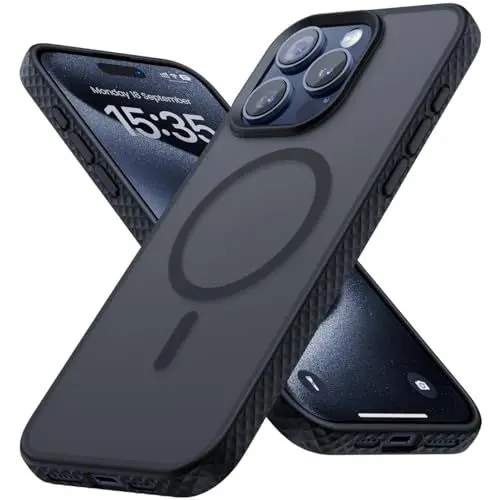 Produktbild: Lamicall Magnetische Hülle für iPhone 15 Pro Max für Magsafe - (2025 TOP Touch) Anti-Rutsch Handyhülle, Militärschutz Stoßfeste Airbag Schutzhülle, Schlanke Hart Case für iPhone 15 Pro Max 6.7 Zoll