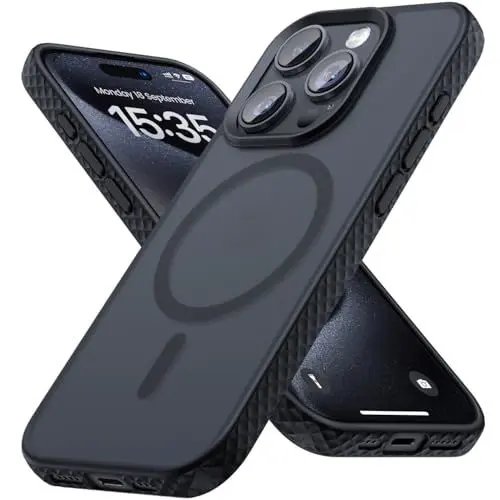Produktbild: Lamicall Magnetische Hülle für iPhone 15 Pro für Magsafe - (2024 TOP Touch) Anti-Rutsch Handyhülle, Militärschutz Stoßfeste Airbag Schutzhülle, Schlanke Hart Case für iPhone 15 Pro 6.1 Zoll