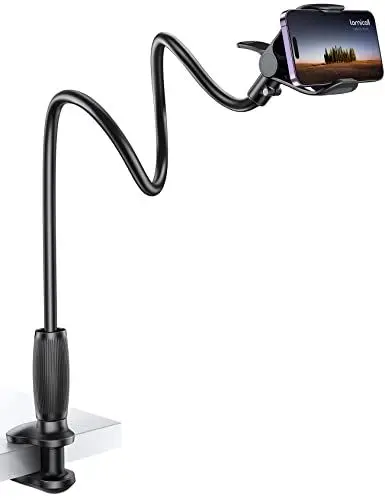 Produktbild: Lamicall Schwanenhals Handyhalterung für Bett, Handyhalter - (80mm Klemmbasis) Flexible Lang Arm Handy Halterung Tisch, 360 Grad Drehung Handy Ständer für iPhone, Samsung, 4-7 Zoll Smartphone