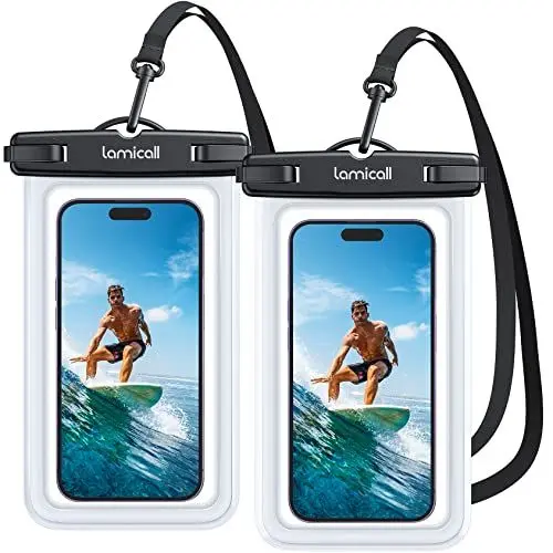Produktbild: Lamicall wasserdichte Handyhülle, Unterwasser Handytasche - (2 Stück) IPX8 Wasserfeste Hülle für Schwimmen, Waterproof Phone Case für iPhone 16 15 14 13 12 Pro Max, Samsung, Smartphone bis zu 7 Zoll