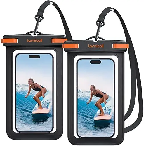 Produktbild: Lamicall wasserdichte Handyhülle, Unterwasser Handytasche - (2 Stück) IPX8 Wasserfeste Hülle für Schwimmen, Waterproof Phone Case für iPhone 16 15 14 13 12 Pro Max, Sumsung, Smartphone bis zu 7 Zoll