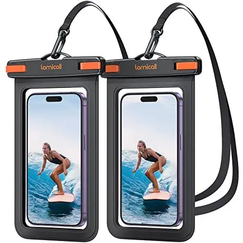Produktbild: Lamicall wasserdichte Handyhülle, Unterwasser Handytasche - (Bis zu 8 Zoll) IPX8 Wasserfeste Hülle für Schwimmen, 2 Stück Waterproof Phone Case für iPhone 16 15 14 13 12 Pro Max, Sumsung, Smartphone