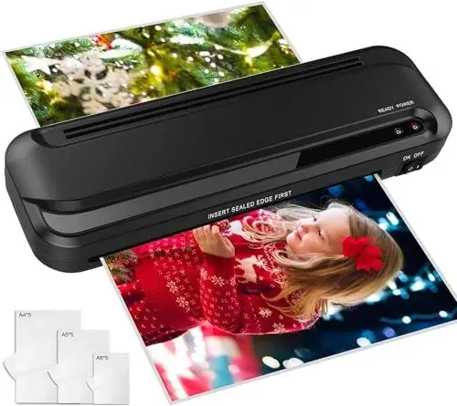 Produktbild: Laminiergerät A4 A5 A6 Laminiermaschinen 220MM/Min Laminator Heiß Laminieren Kurze Aufwärmzeit ABS Funktion Geräuscharm inkl 15 Laminierfolien Eignet für Büro Hause und Schule