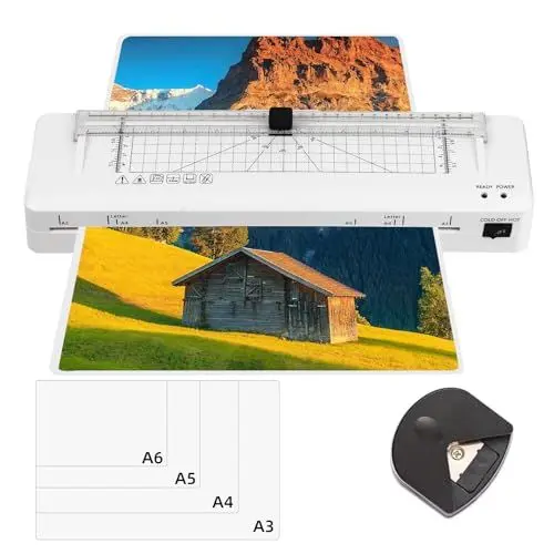 Produktbild: Laminiergerät, Laminiergerät A3 Laminiermaschinen mit Eingebauter Papierschneider und Laminierfolien A3 A4 A5 A6 für den Heimgebrauch Büro Schule Fotos
