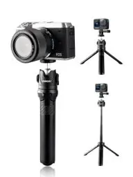 Produktbild: Lammcou Kompakt Kamera Stativ, Mini Tragbar Reisestativ mit Actioncan Stativhalterung, Klein Dreibeinstativ mit 23cm Verlängerungsstange für g7x Mark ii rx100 iv Alpha 6000 Hero 13 12 Vloging Tripod