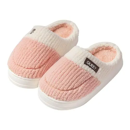 Produktbild: Lammfell Hausschuhe Damen Pantoffeln Plüsch Damen Herren Winter Farbe Blockiert Dicke Unterseite Anti Slip Und Samt Warme Hause Innen Baumwolle Damen Hausschuhe Geschlossen Hausschuhe (Pink, 40)