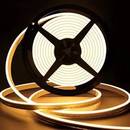 Produktbild: Lamomo LED Strip Warmweiss, 12V Dimmbar Neon LED Streifen, 5M Wasserdicht 3000K LED Lichtband, Silikon DIY Flexibel Lichtleiste mit Netzteil und Controller für Innen Aussenbereich Heim Küche Deko