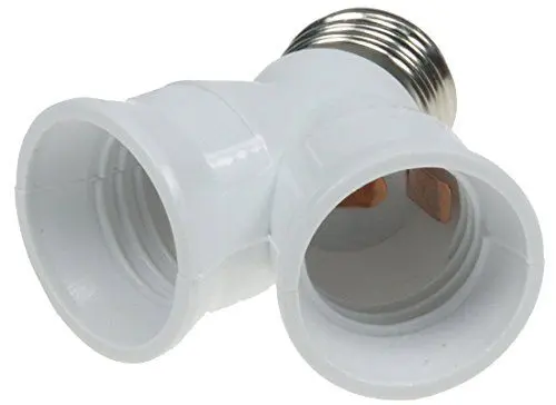 Produktbild: ChiliTec Lampenfassung 2-fach Sockeladapter Y-Adapter für E27 Lampen Schraubfassung Lampenadapter Mehrfach Gewinde Weiß