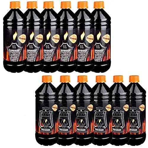 Produktbild: Lampenoel Lampenöl Petroleum Set Petroleumheizung Petroleumofen Lampe Kamin Kerosin Reiniger Fackel Laterne Öl 12 Liter Öllampe flüssig Gartenfackeln Flameup