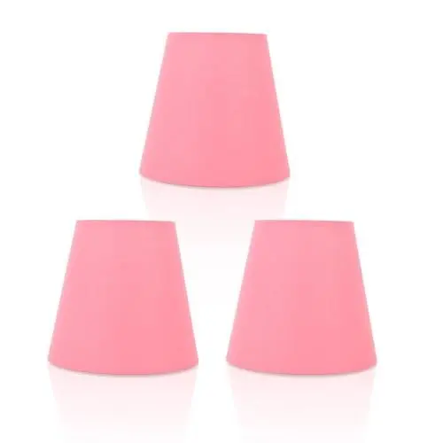 Produktbild: Lampenschirme 3er-Set, kleiner Lampenschirm E14, Lampenschirms aus Stoff, Trommel-Lampenschirms für Tischlampen, Stehlampe, moderner Stoff-für Schlafzimmer, Nachttisch (Rosa)9 * 14 * 13cm