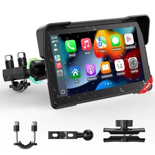 Produktbild: LAMTTO Schermo Wireless CarPlay e Android Auto per Moto, Aggiornamento Portatile da 7 Pollici Con Touch Screen Impermeabile IP67 Con Bluetooth Assistente Siri/G00gle