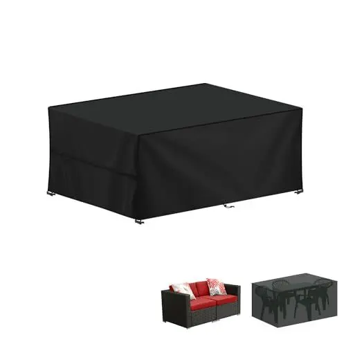 Produktbild: LAMUNI Abdeckung Gartenmöbel Schutzhülle für Gartentische, 120x60x75cm Loungemöbel Abdeckung Wasserdichte Gartenmöbel Abdeckplane Winterfest 420D Oxford Abdeckhauben für Tische, Stühle, Sofas