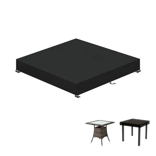 Produktbild: LAMUNI Tischplattenhülle 90x90x15cm Tischplatte Schutzhülle Outdoor Tisch Abdeckung Gartenmöbel Gartentisch Hülle Wasserdicht Gartentisch Abdeckung Winterfest Gartentischdecke Plane, Quadratisch