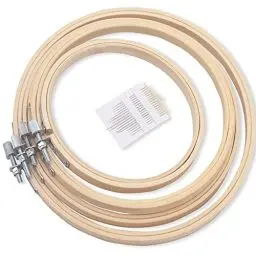 Produktbild: LAMXD 4 Größen runder Stickrahmen Set,kreuzstich ring,bambus stickrahmen,Bambus Kreis Kreuzstich Hoop Ringe für DIY Handwerk Nähen