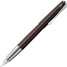 Produktbild: LAMY studio dark brown Füller – universeller Füllfederhalter in elegantem Gehäuse aus Ganzmetall – 14 kt. Goldfeder, partiell platiniert & in Strichbreite EF – inkl. Tintenpatrone LAMY T 10 blau