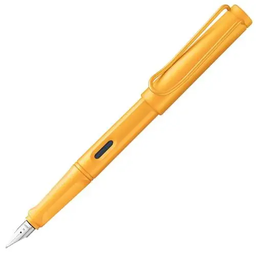 Produktbild: Lamy safari mango Füller - Füllhalter mit ergonomischem Griff & polierter Stahlfeder in Strichbreite EF - robuster ASA-Kunststoff - inkl. Tintenpatrone T 10 blau - Rechtshänder