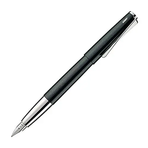 Produktbild: Lamy studio Füllhalter 069 - Füller aus Edelstahl in schwarz-grünem Lack-Finish mit einem polierten Edelstahlgriffstück - silberne Stahlfeder poliert – Federstärke F, 1 stück (1er Pack)