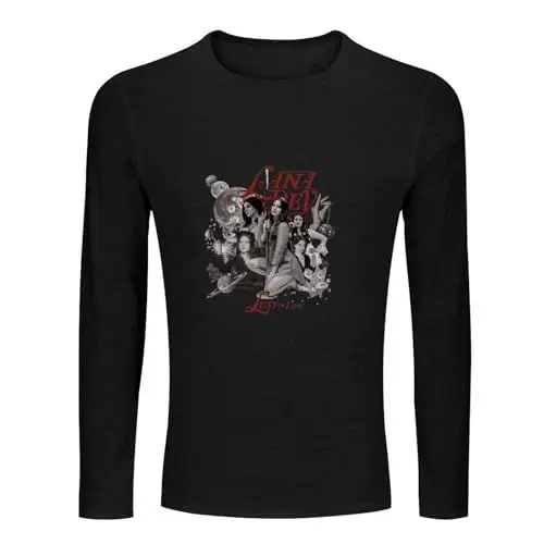 Produktbild: Lana-Del-Rey Basic VTG Cotton Men's 100% Cotton Tee Crewneck Unisex Long Sleeve T-Shirt Black M