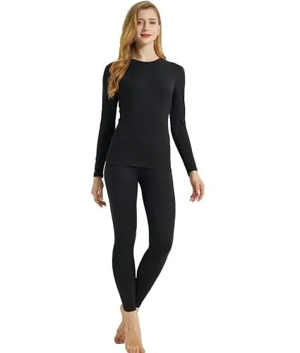 Produktbild: LANBAOSI Thermounterwäsche Set Damen Skiunterwäsche Funktionswäsche kiunterwäsche Set Warme Atmungsaktiv Unterwäsche Set für zu Hause und Sport im Winter Winteroberteil und Unterhose Set für Damen